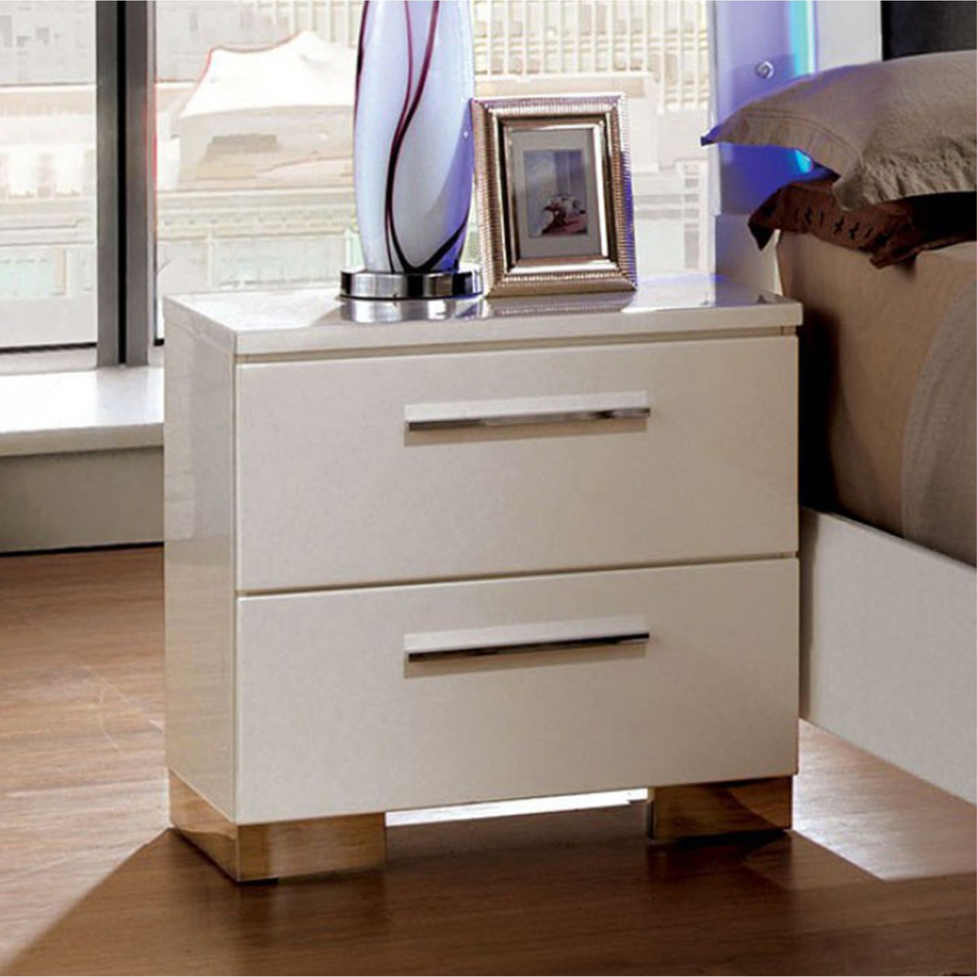 Benzara Clementine Contemporary Nightstand, White