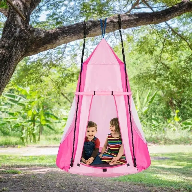 40'' Kids Hanging Tent Swing Saucer Chair Swing Tent Set