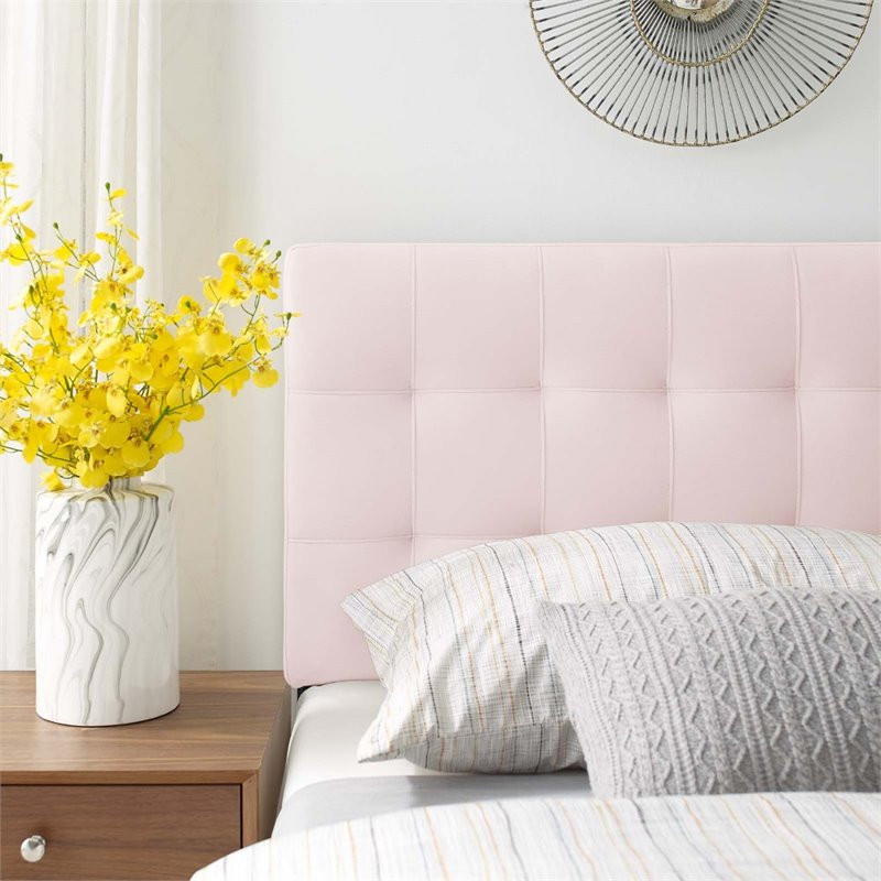 Modway Lily Biscuit Tufted Twin Performance Velvet Headboard in Pink   Transitional   Headboards   by Homesquare  Houzz