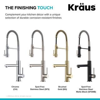 KRAUS Artec Pro Single-Handle Pull Down Sprayer Kitchen Faucet with Soap Dispenser in Stainless SteelMatte Black KPF-1603SFSMB-KSD-32MB