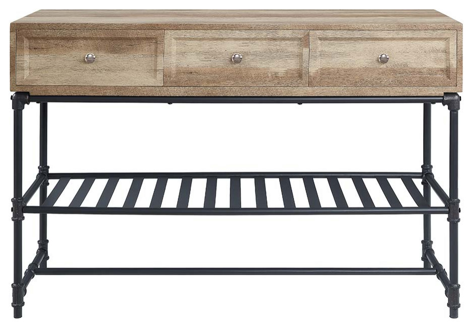 Acme Brantley sofa Table Oak and Sandy Black Finish LV00750   Industrial   Console Tables   by AMOC  Houzz