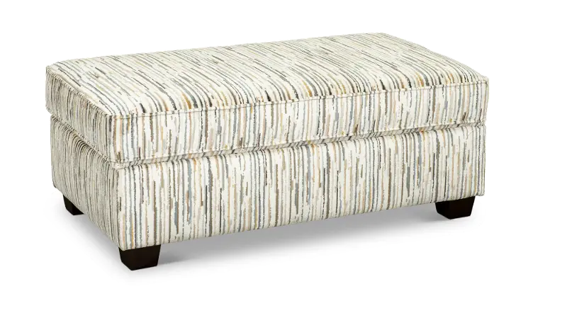 Marinette Cream and Multi Color Storage Ottoman