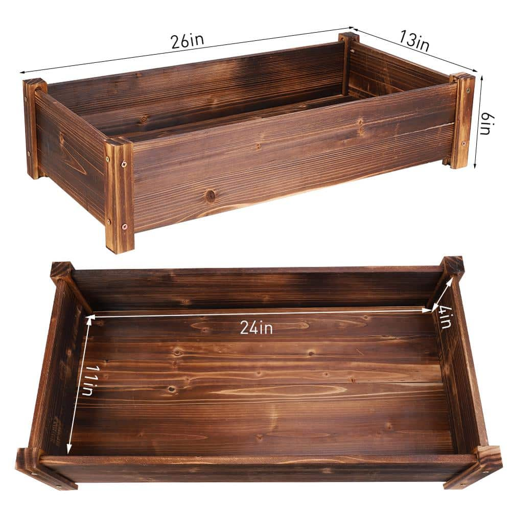 AESOME 26 in. x 13 in. x 6 in. Pine Wood Small Window Box Planter Bed for Planting Roses Herbs and Succulents HP350