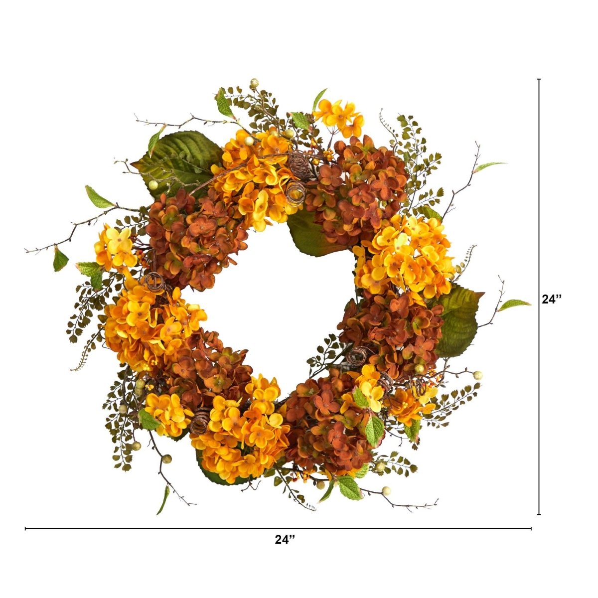 24'' Fall Hydrangea Artificial Autumn Wreath with Berries