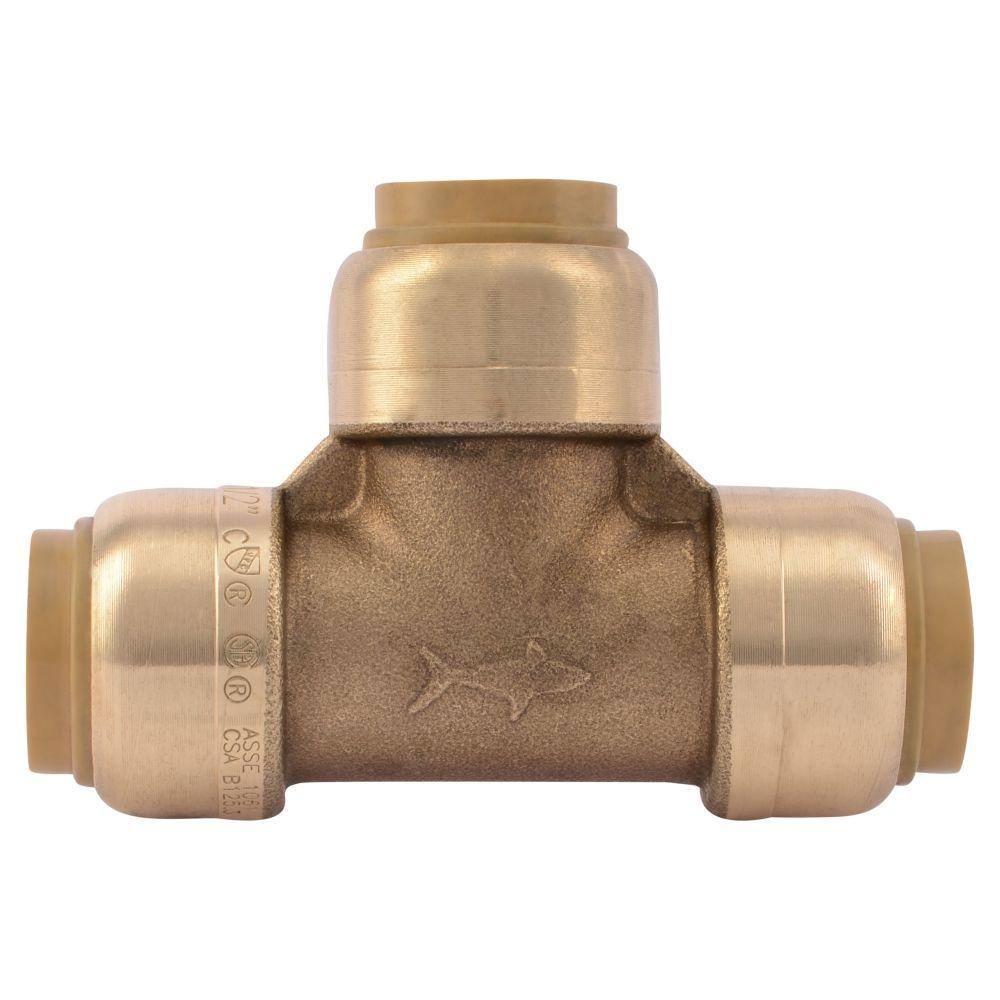 SharkBite 12 in. Push-to-Connect Brass Tee Fitting U362LFA