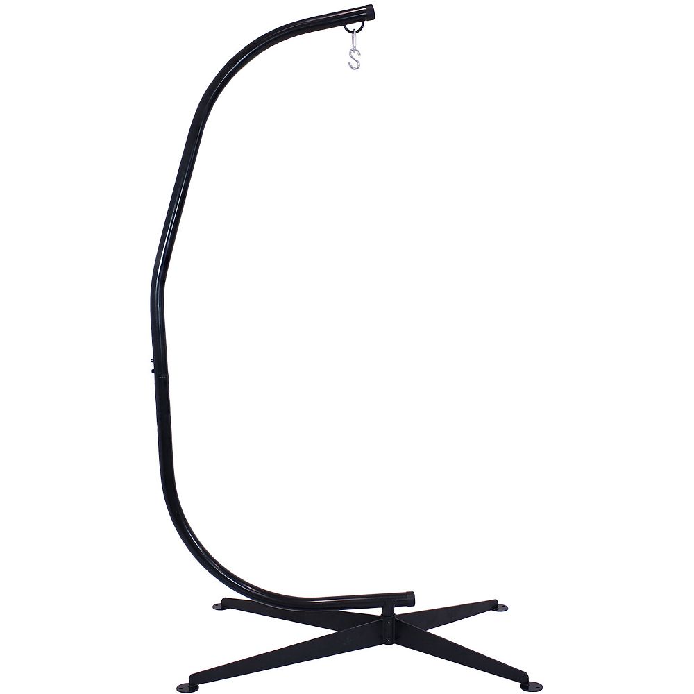 Sunnydaze Powder-Coated Steel Hammock Chair C-Stand - Black - 84 in