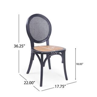 Noble House Chittenden Matte Black Wood Dining Chair (Set of 2) 69367