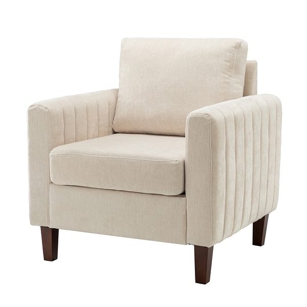 Ganymedes Upholstered Accent Club Chair with Wood Legs by HULALA HOME