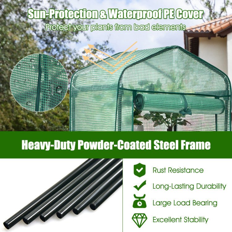 Heavy-Duty 4-Tier Portable Mini Greenhouse With Weatherproof Cover