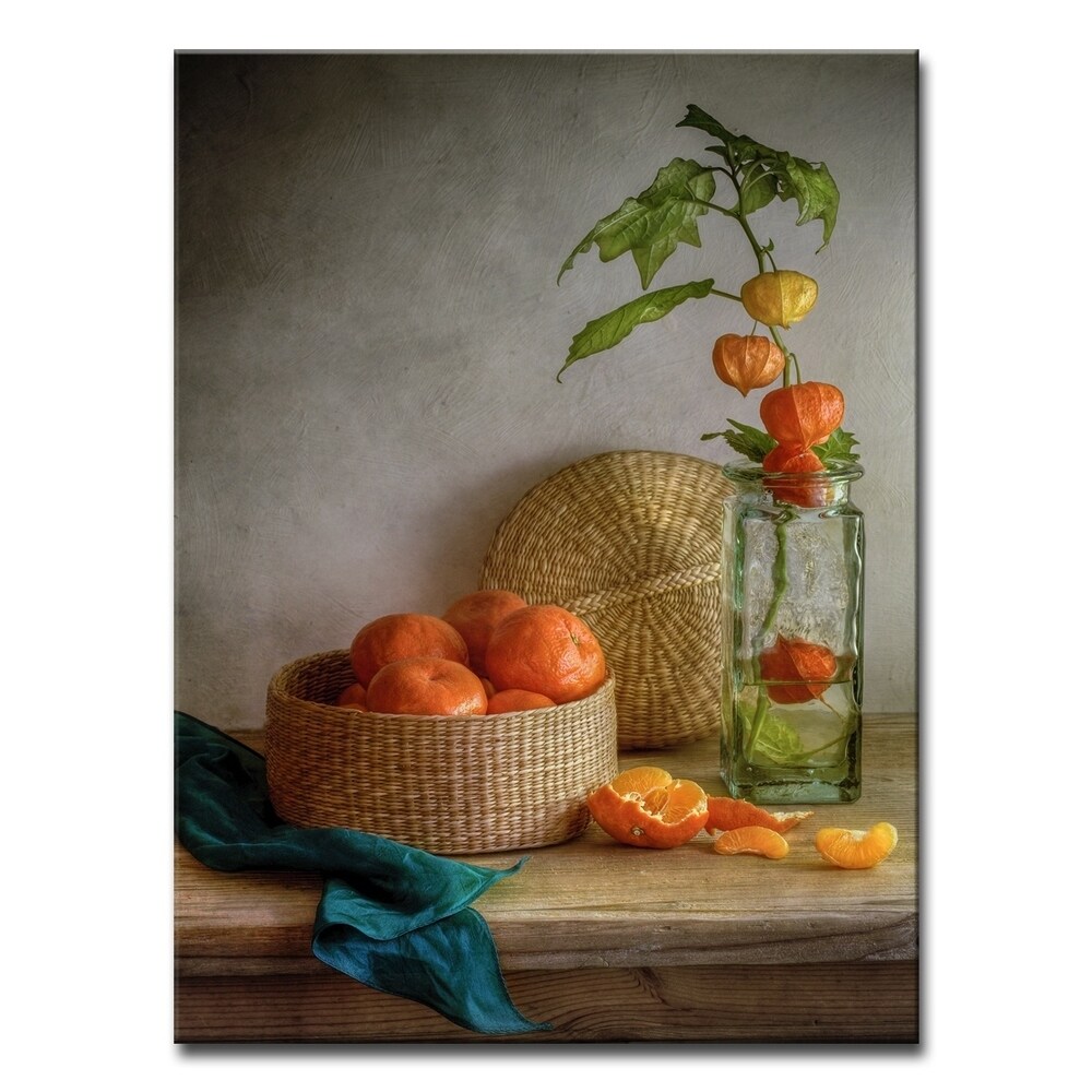 Still Life with Clementines' Kitchen Wrapped Canvas Wall Art