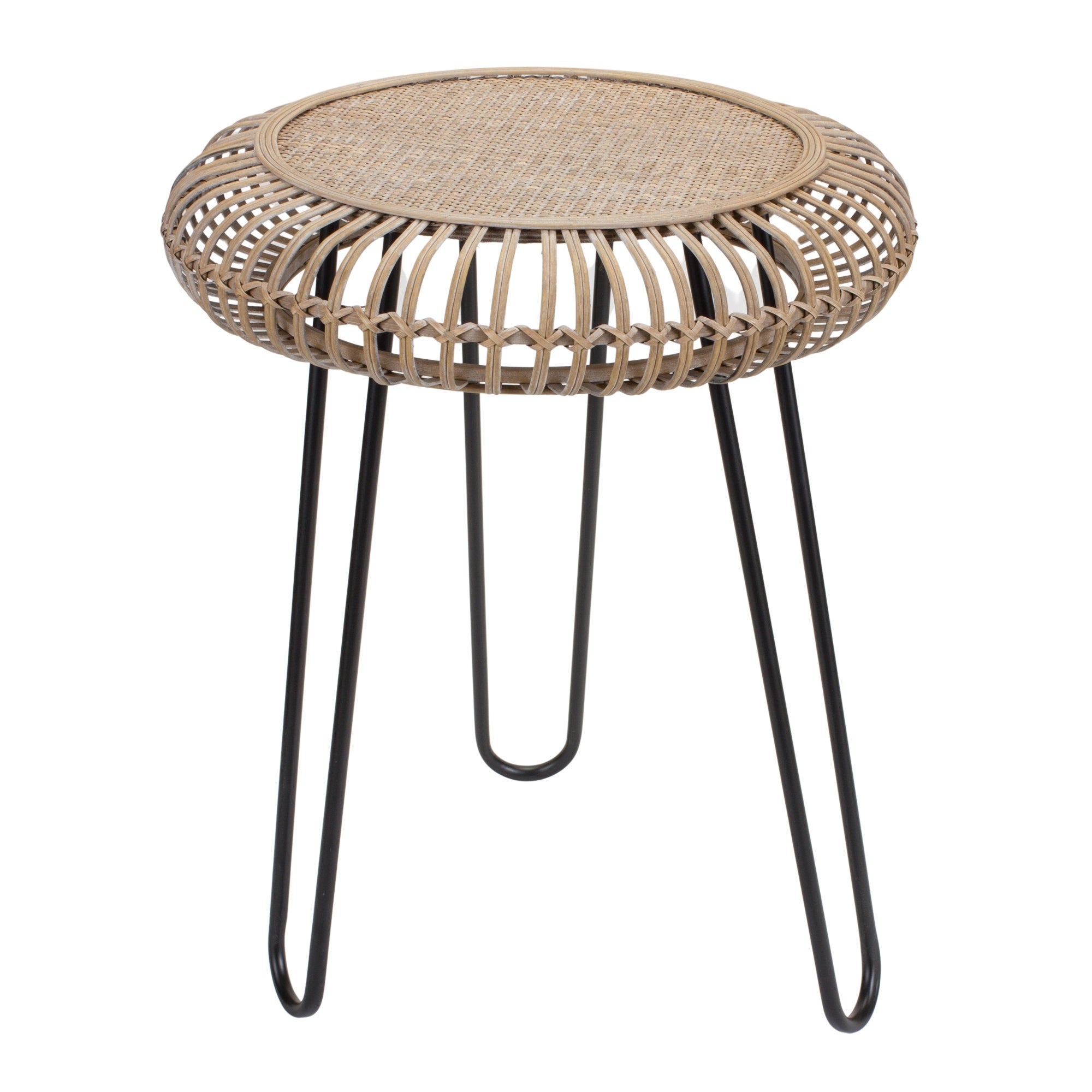 Iron and Rattan Stool