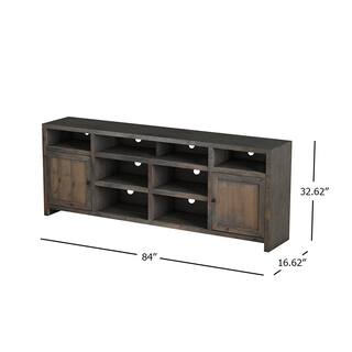 Bridgevine Home 84 in. Fully Assembled Barnwood TV Stand Fits TV's up to 90 in. JC1284.BNW