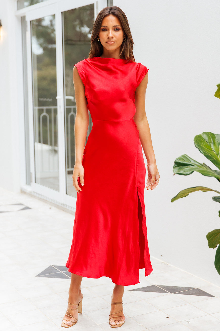 Get In Formation Midi Dress Red