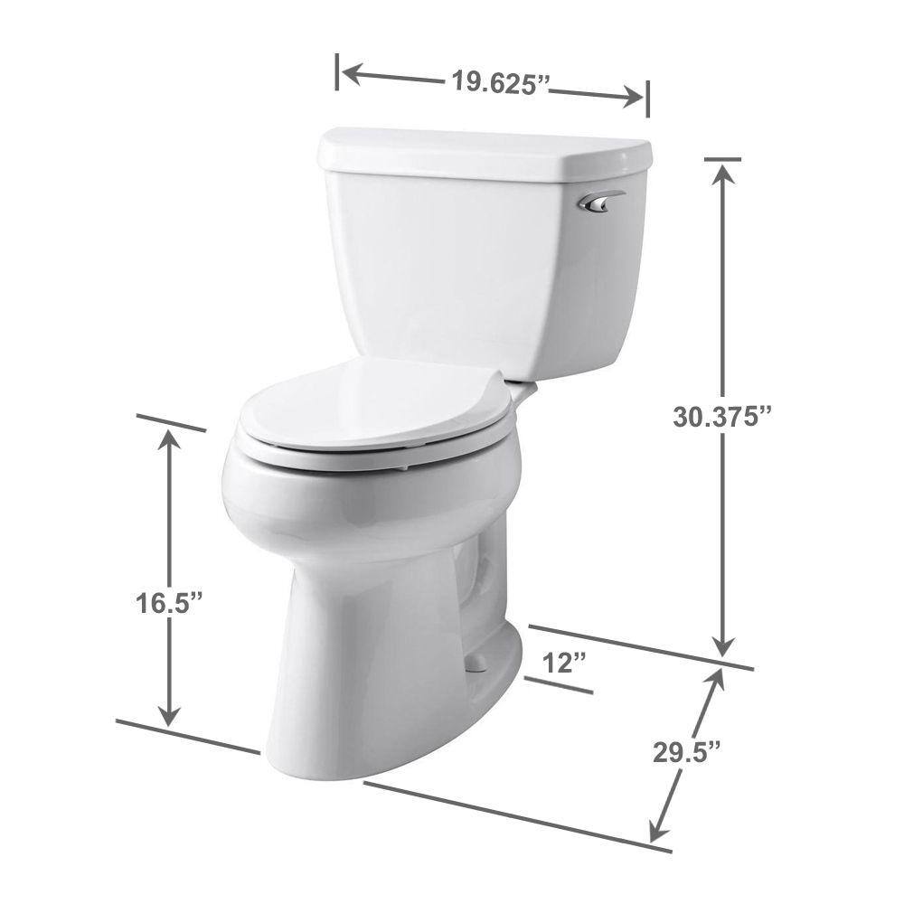 KOHLER Highline 2-Piece 1.28 GPF Single Flush Elongated Toilet in White Seat Not Included K-3658-0