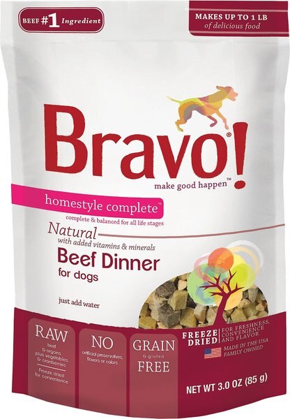 Bravo! Homestyle Complete Beef Dinner Grain-Free Freeze-Dried Dog Food