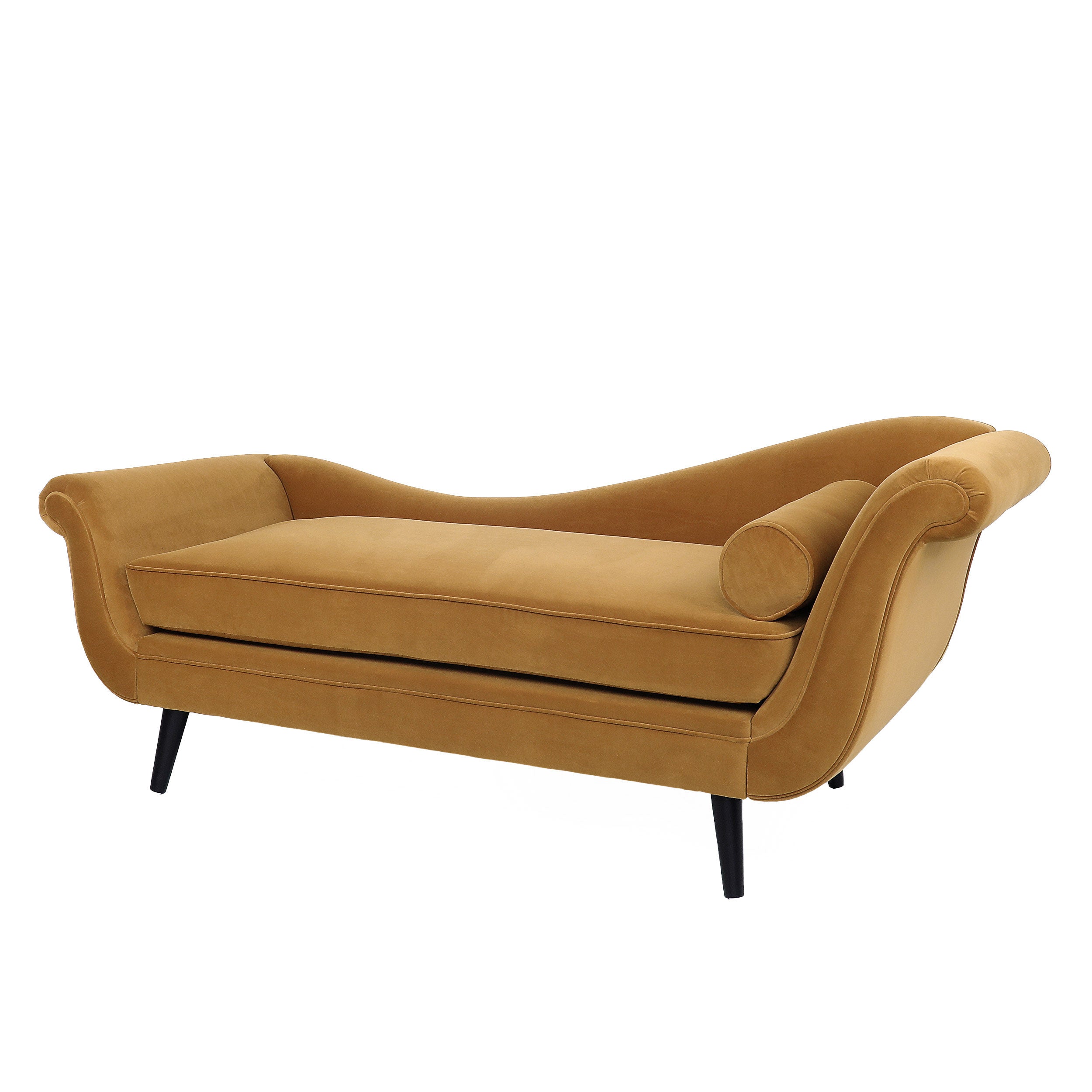 Jakyrah Contemporary Velvet Chaise Lounge with Scroll Arms