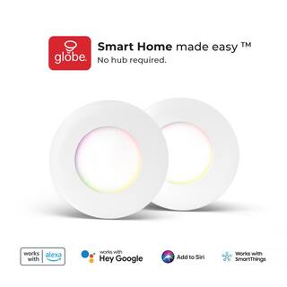 Globe Electric Wi-Fi Smart 3 in. Ultra Slim LED Recessed Lighting Kit 2-Pack Multi-Color Changing RGB Tunable White Wet Rated 50466