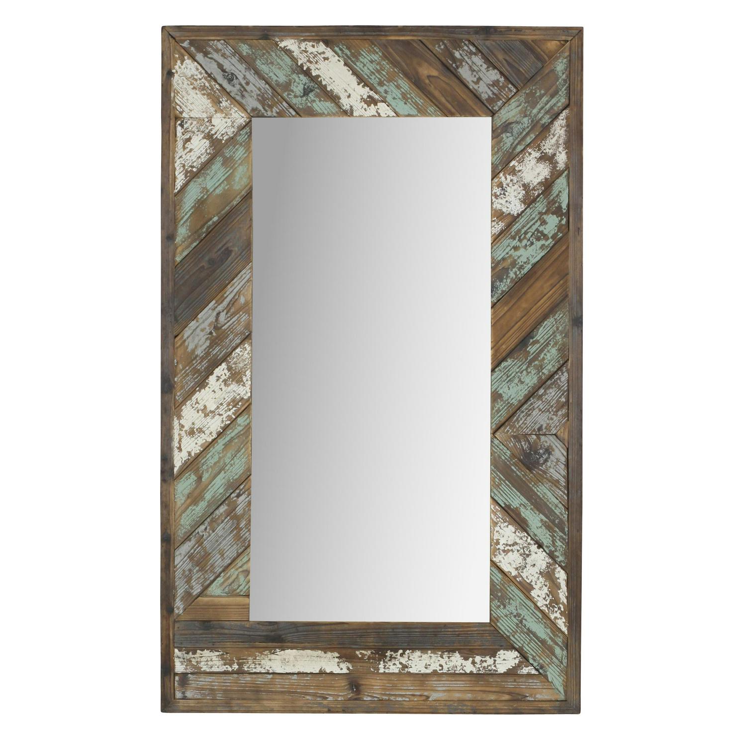 Aspire Home Accents Brogan Distressed Wood Slat Wall Mirror Multicolored 43  x 26  Crowdfused