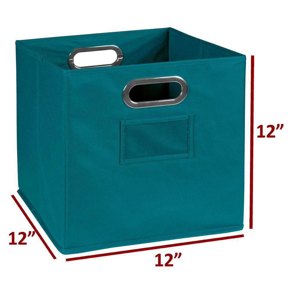 Regency 12 in. H x 12 in. W x 12 in. D Teal Fabric Cube Storage Bin HDCHTOTETL