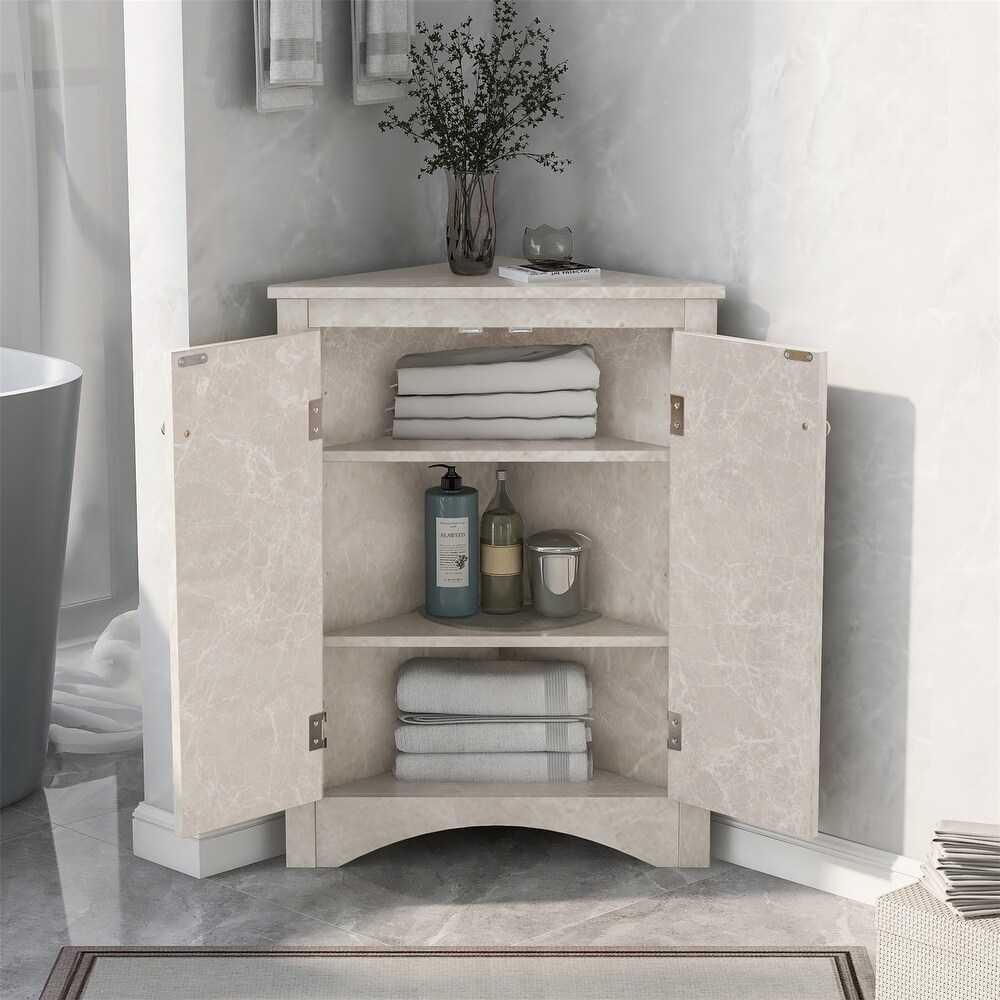 Triangle Bathroom Freestanding Storage Cabinet with Adjustable Shelves