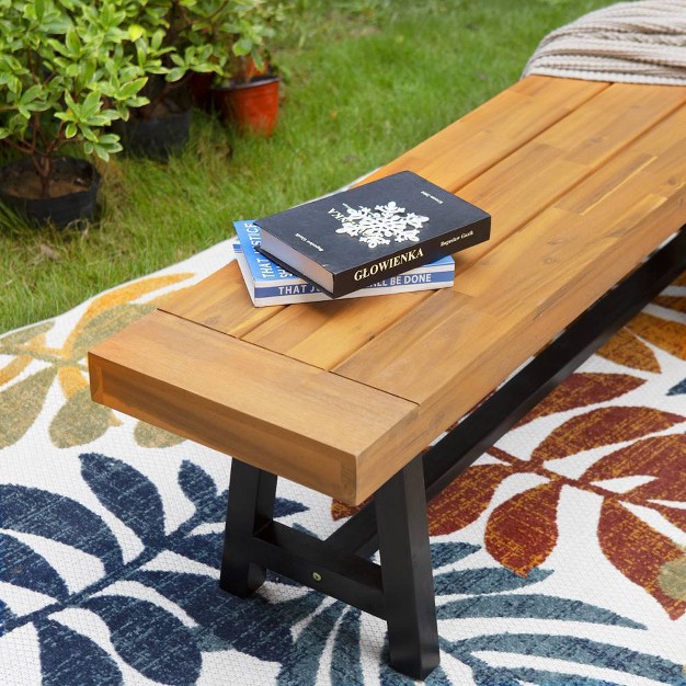 Rectangular Acacia Wood Patio Bench Captiva Designs