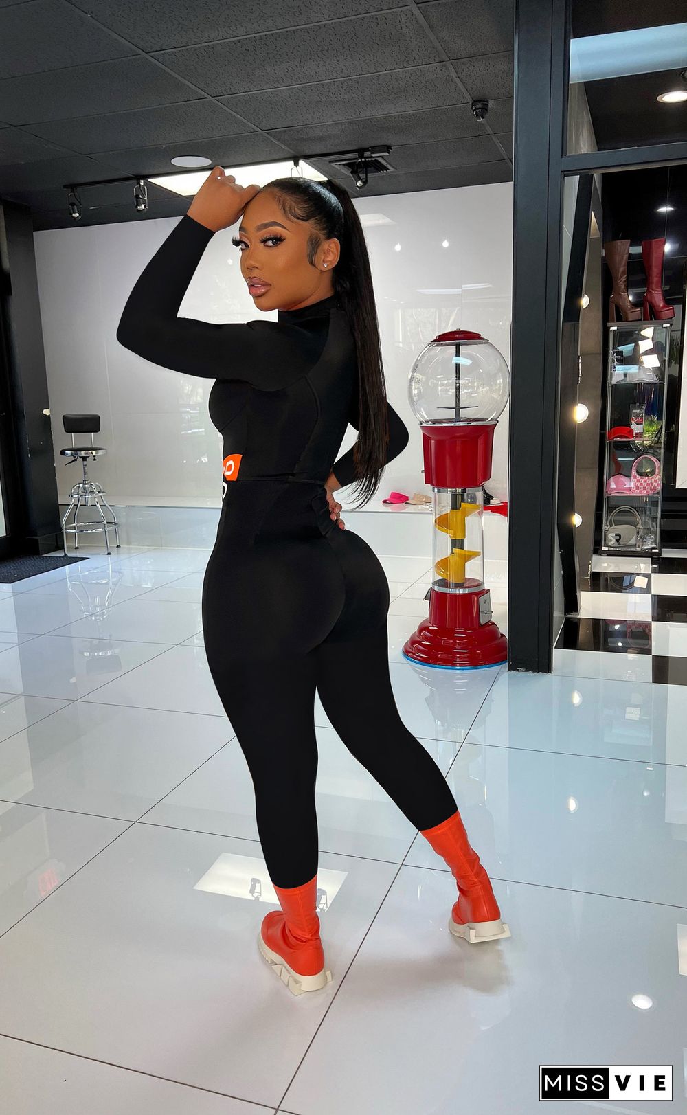 Fitness Sportswear Solid Color Skinny One Piece Jumpsuit