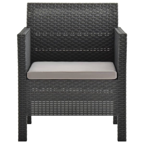 3 Piece Patio Lounge Set with Cushions PP Rattan Anthracite - Overstock - 36363387