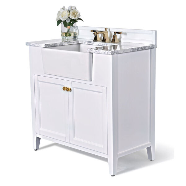 Adeline White 36-Inch Vanity Console with Farmhouse Sink