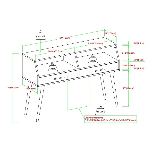 Modern 2 Drawer Angled Console Table Saracina Home