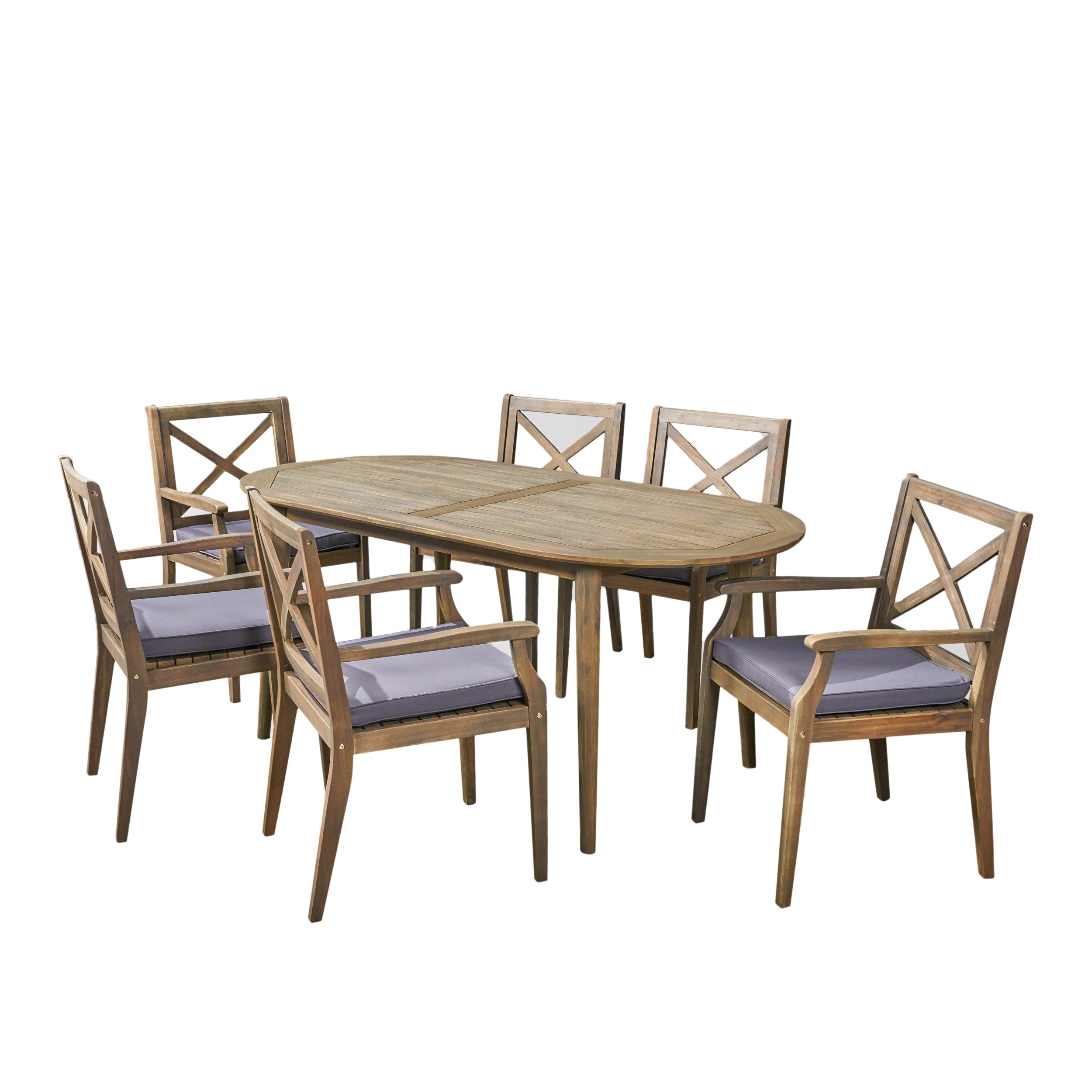 Byrd Outdoor 7 Piece Acacia Wood Dining Set