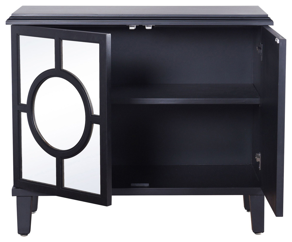 Hollywood Cabinet Two Circle Patterned Doors Black Finish   Transitional   Accent Chests And Cabinets   by StyleCraft  Houzz