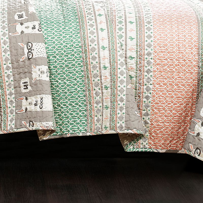 Lush Decor Llama Stripe Quilt Set