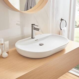 GROHE Essence Single-Hole Wall Mounted Fireclay Bathroom Sink in Alpine White 39669000