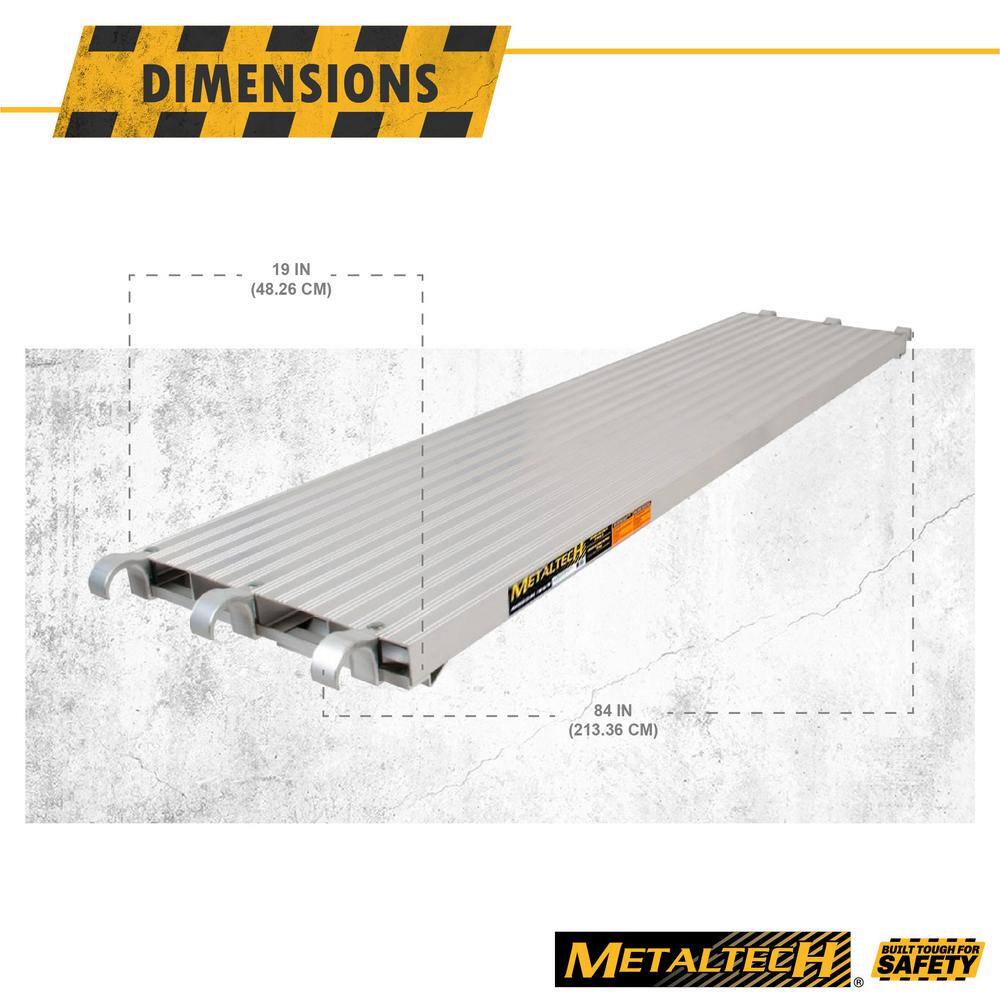 MetalTech 7 ft. L x 19 in. W Scaffolding Platform Aluminum Work Platform and Scaffold Plank for Metaltech Scaffolding 3-Pack M-MPA719K3