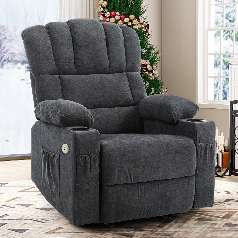 Moasis Brown linen Lift Power Recliner Chair Heated Massage Sofa Lounge