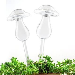 Plant Watering Ball Hand Blown Clear Glass Watering Ball for Indoor and Outdoor Plants 2 Mushrooms B07MW6SP25