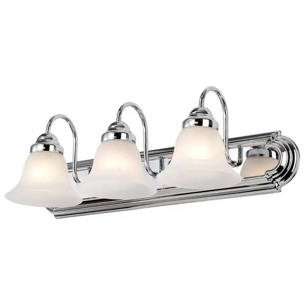 Ballerina - 3 Light Vanity - Polished Chrome Finish with Alabaster Glass - Polished Chrome