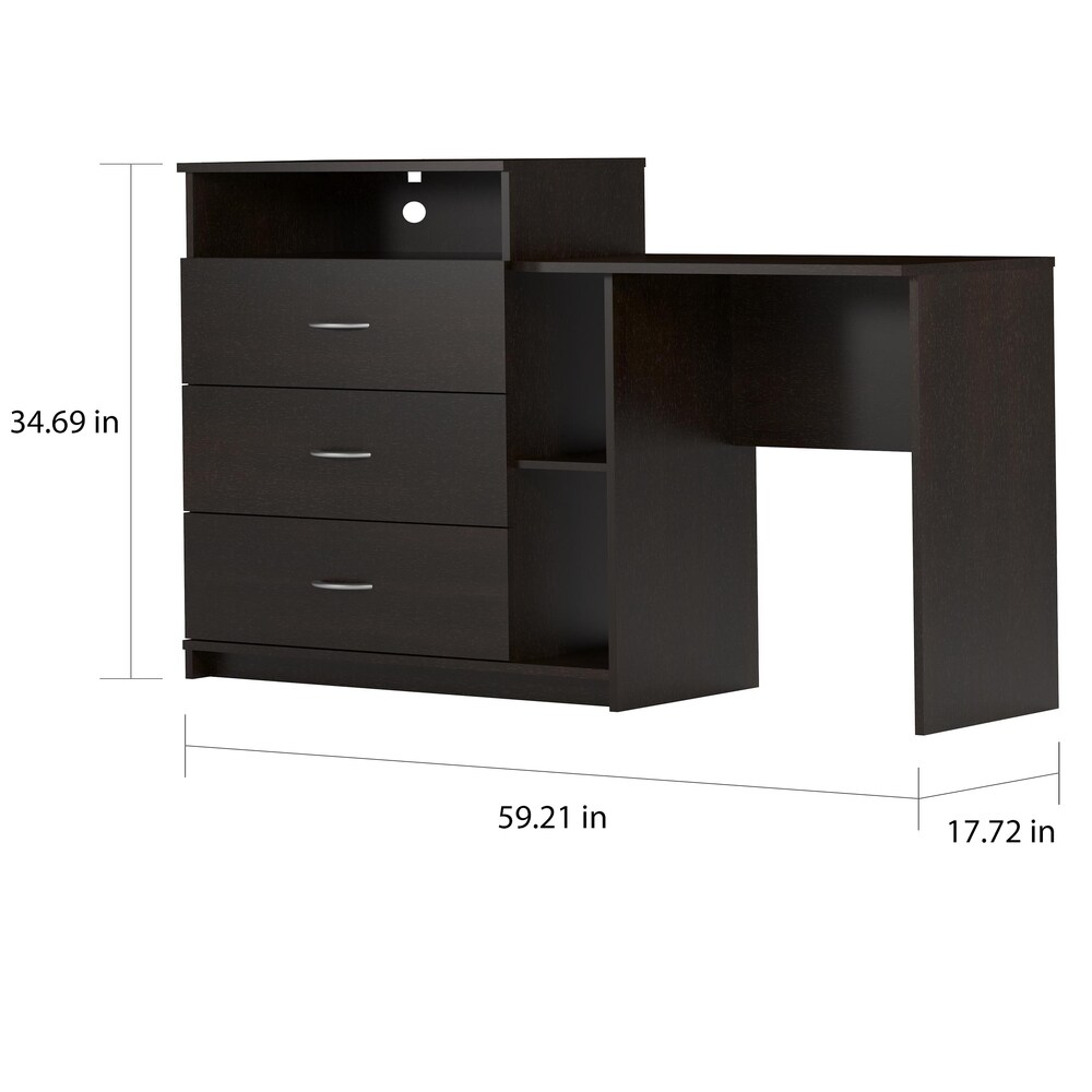 Porch   Den Alyssa Espresso 3 in 1 Media Dresser and Desk Combo