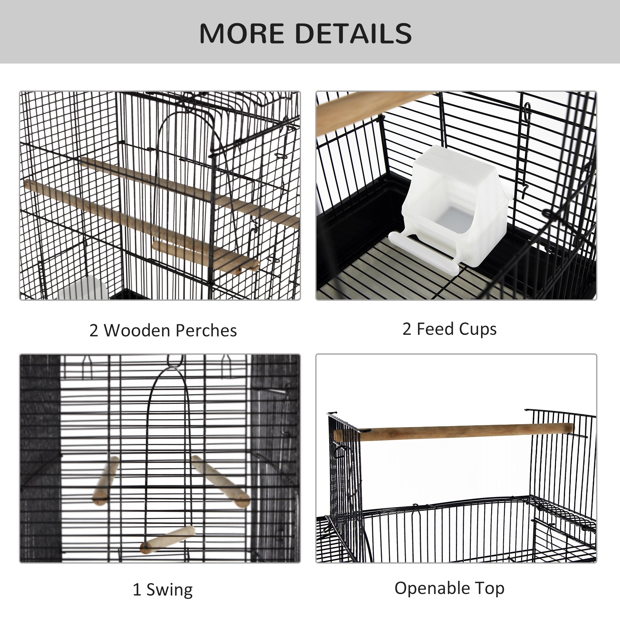 Pawhut Bird Cage， Black， 22