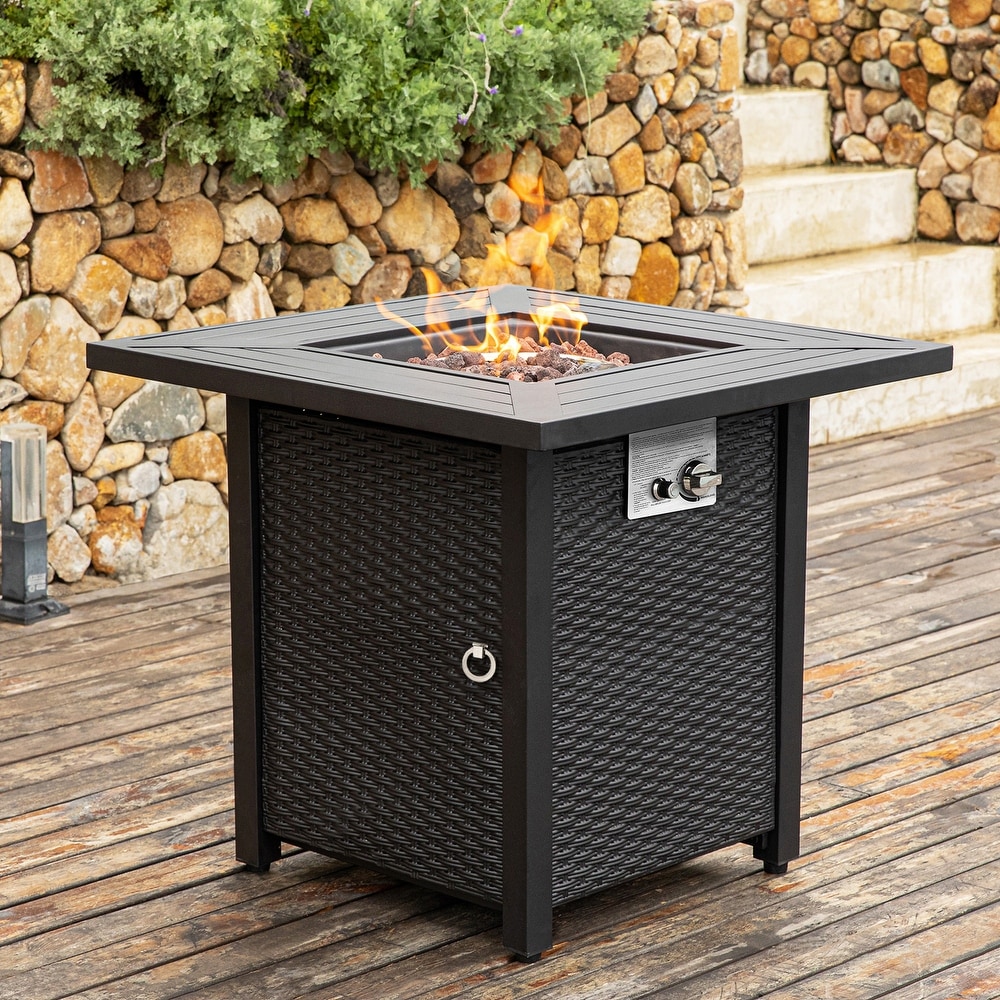 COSIEST 40 000 BTU Outdoor 28 inch Square Metal Fire Table