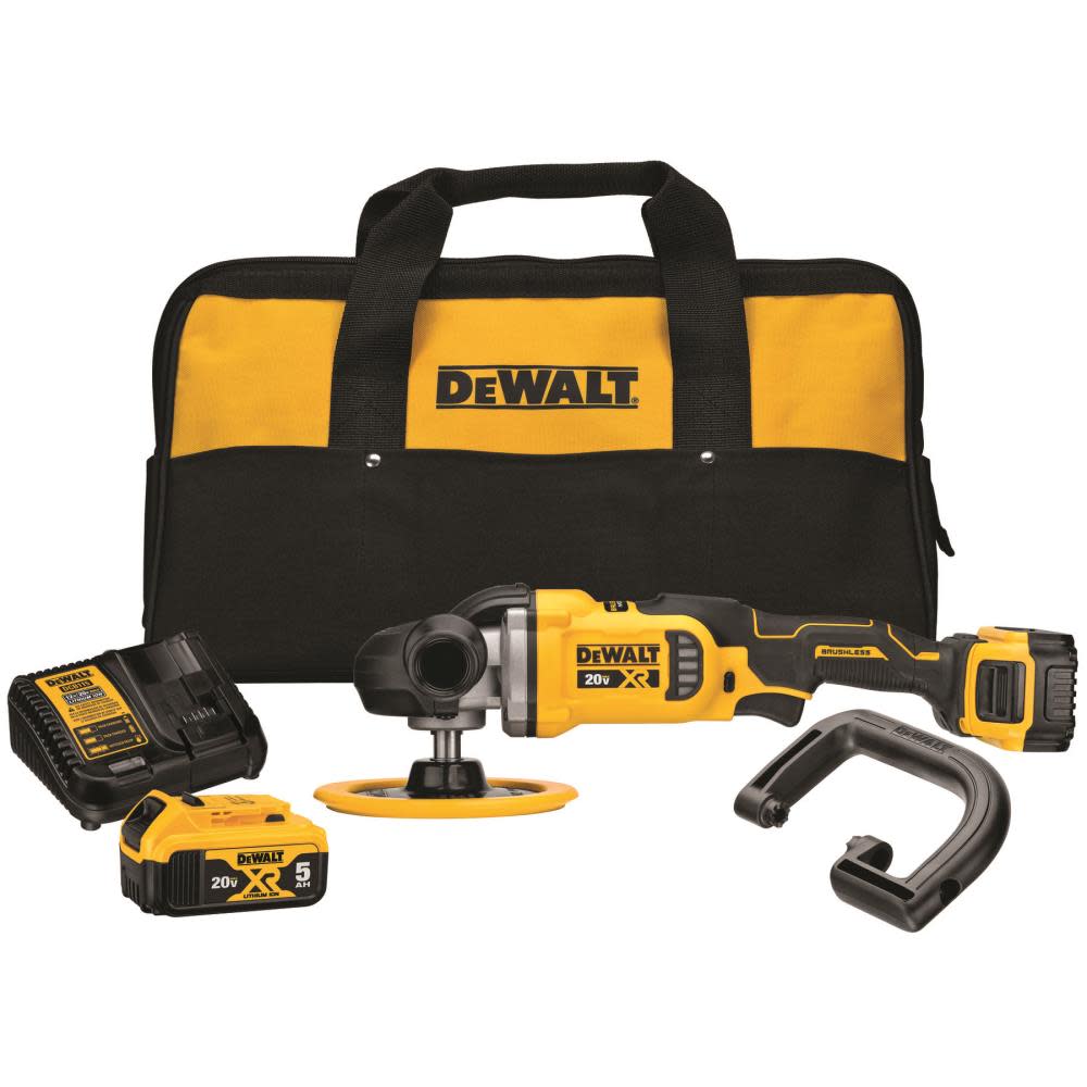 DEWALT 20V MAX* XR 7 in (180mm) Cordless Variable Speed Rotary Polisher Kit DCM849P2 from DEWALT