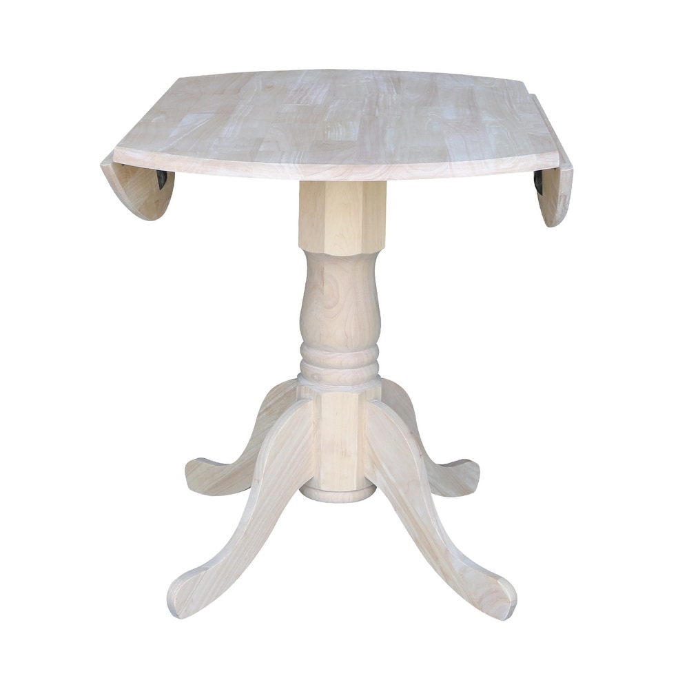 International Concepts Unfinished Round 36 inch Drop leaf Dining Table