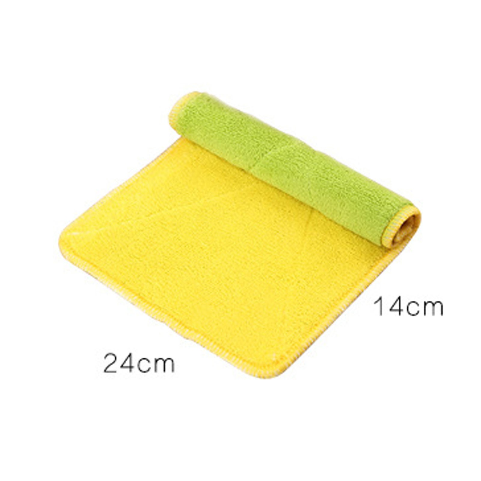 Alueeu Nonstick Oil Coral Velvet Hanging Hand Towels Kitchen Dishclout Double-sided absorbent lint-free cloth yellow (yellow + green)