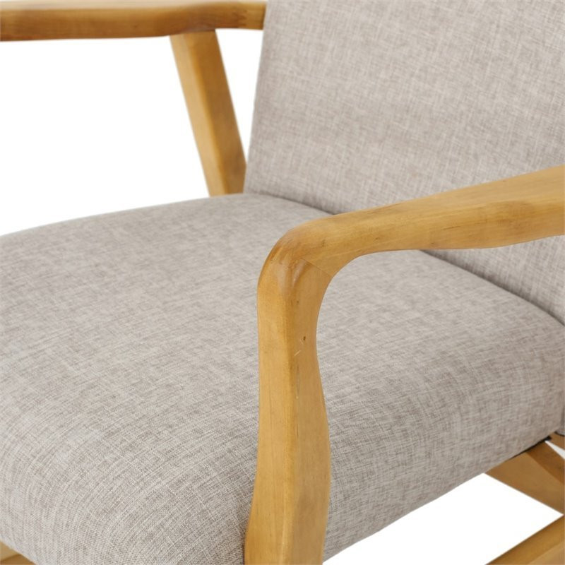 Noble House Callum Mid Century Fabric Rocking Chair in Wheat   Transitional   Rocking Chairs   by Homesquare  Houzz