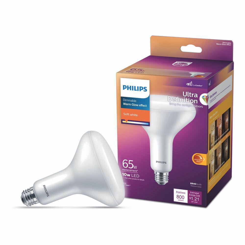 Philips 65-Watt Equivalent BR40 Ultra Definition Dimmable E26 LED Light Bulb Soft White with Warm Glow 2700K (1-Pack) 576512