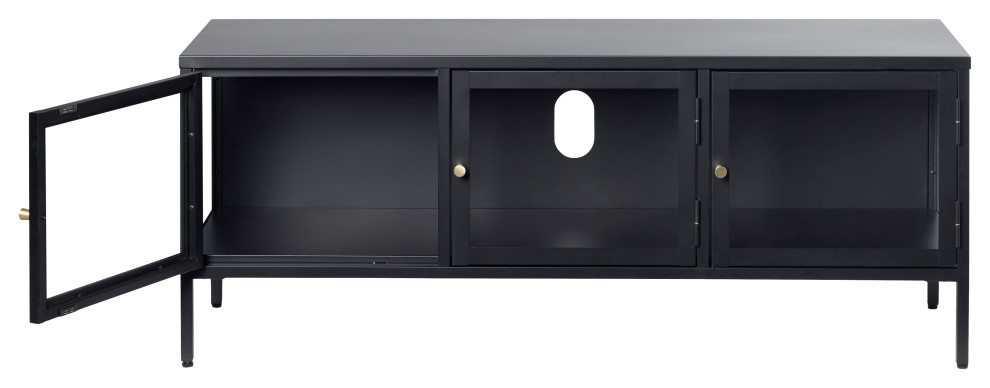 20.5H x 15.7W x 52D Black/ Gold TV Low Board Cabinet   Industrial   Entertainment Centers And Tv Stands   by IDEAZ International  LLC  Houzz