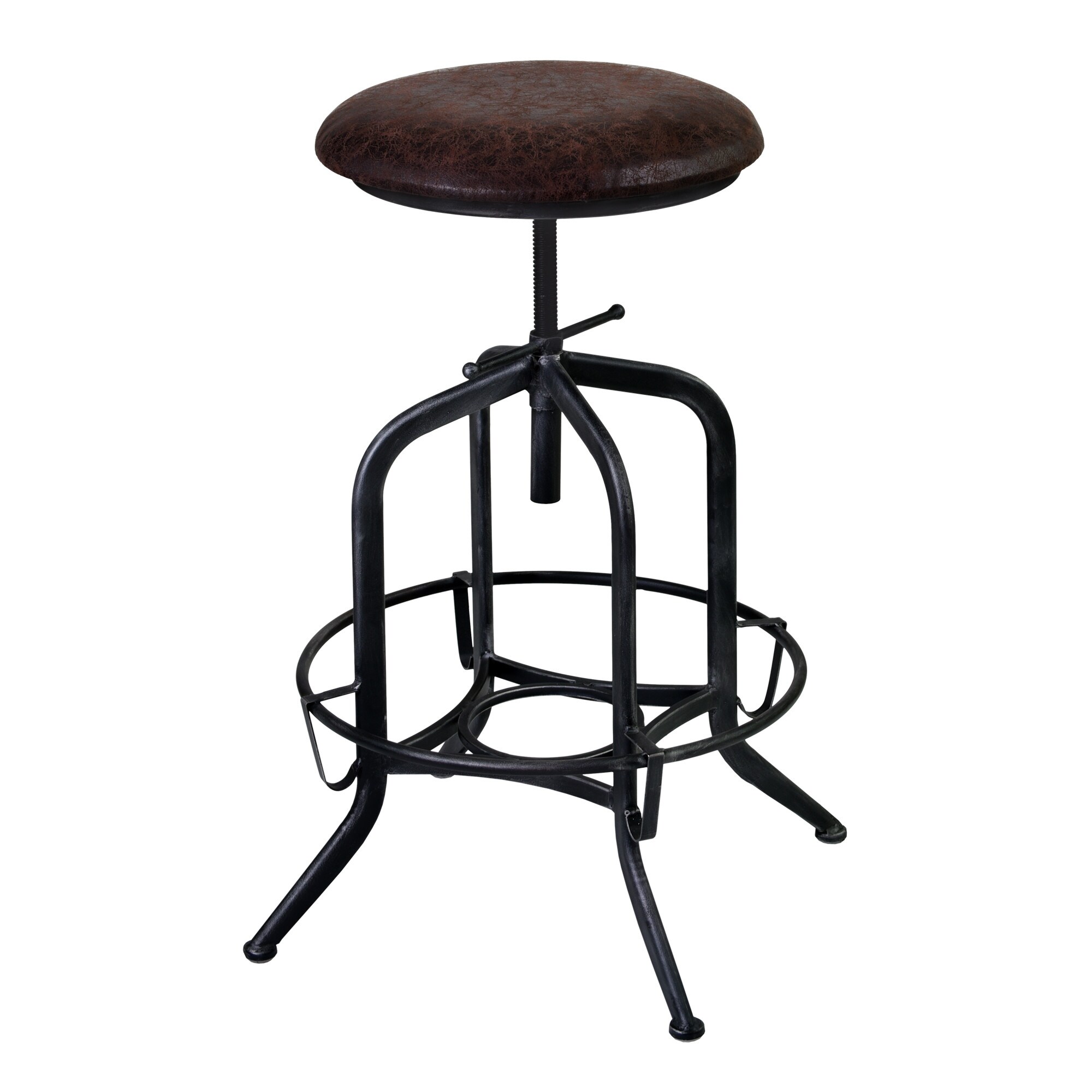 Brown and Black Adjustable Industrial Style Bar Stool - 34 x 17 x 17