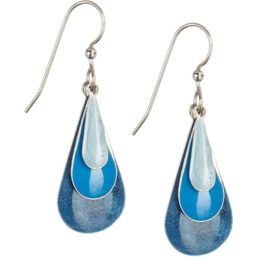 Silver Forest Earrings - Blue Triple Teardrop Earrings