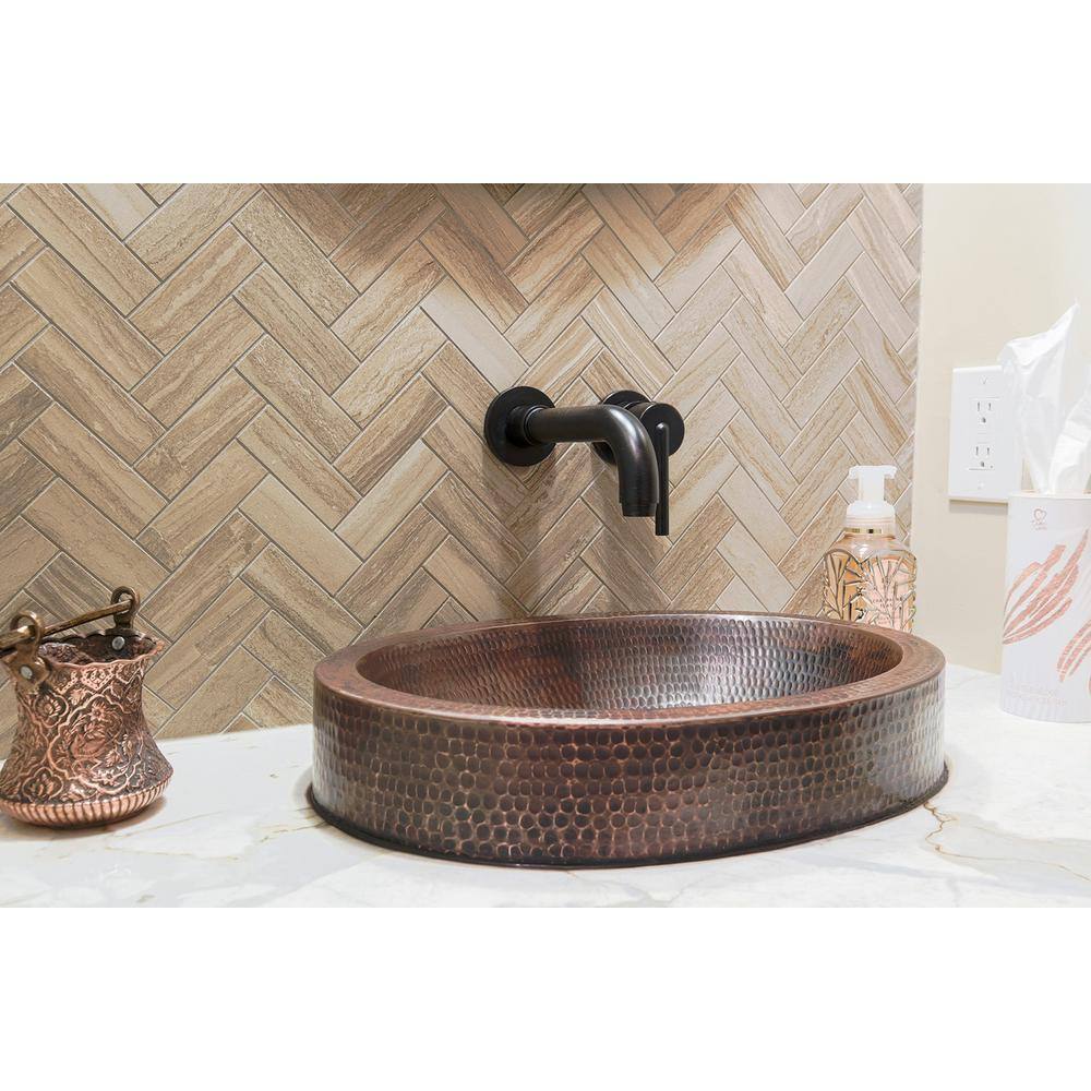 Premier Copper Products Oval Skirted Hammered Copper Vessel Sink in Oil Rubbed Bronze VO18SKDB