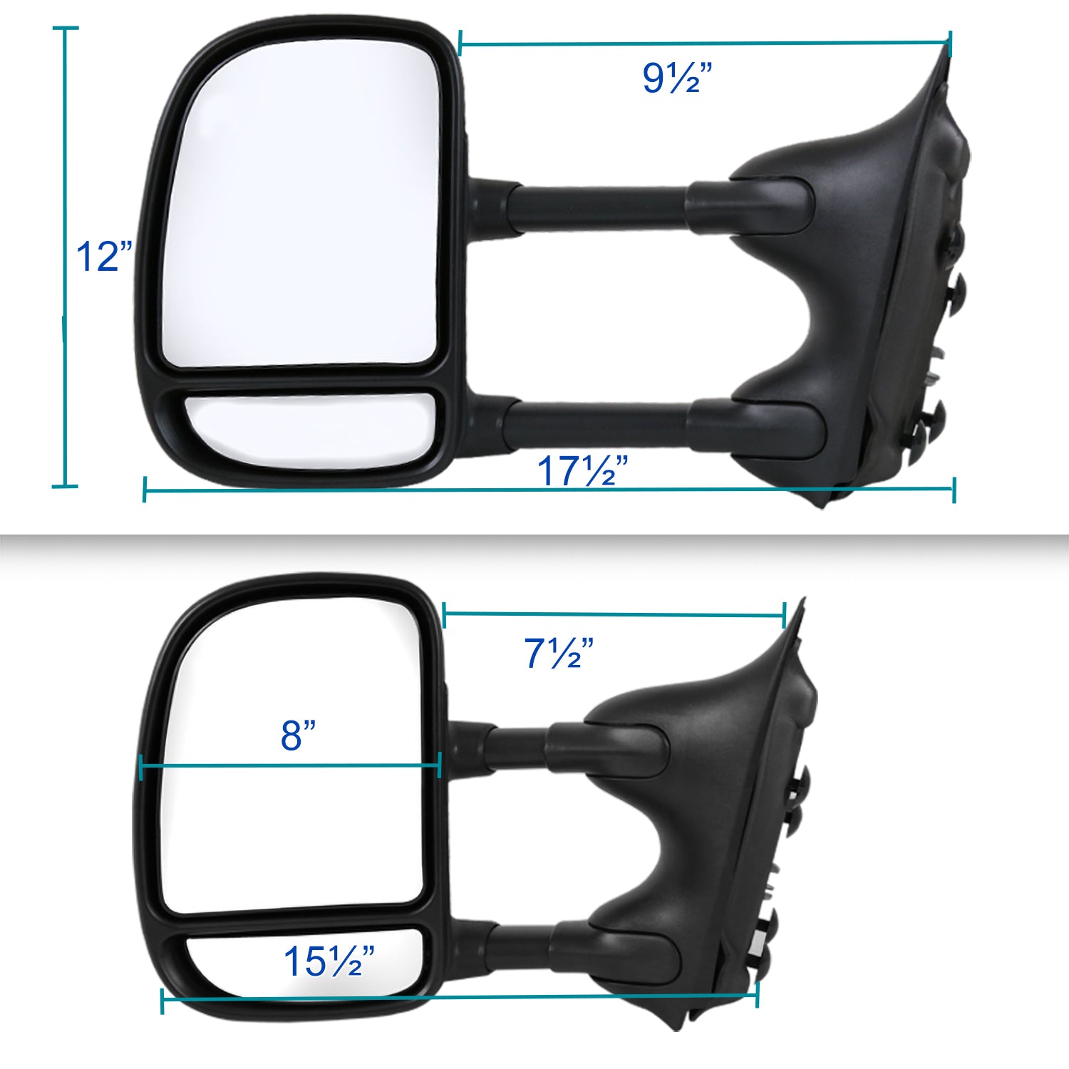 Spec-D Tuning Manual Towing Side Mirrors Compatible with Ford F-250 F-350 F-450 Super Duty 1999-2016